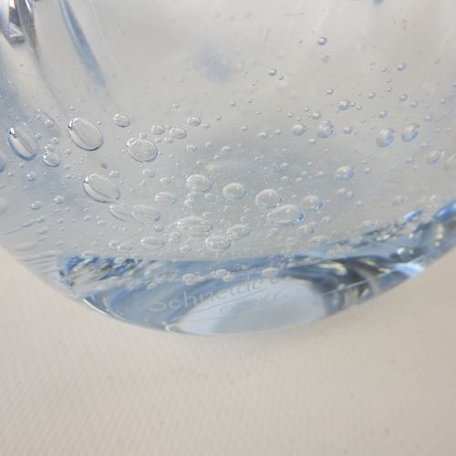 Null 施奈德：双柄气泡吹制玻璃花瓶。已签名。高度：13 厘米。长：20 厘米。