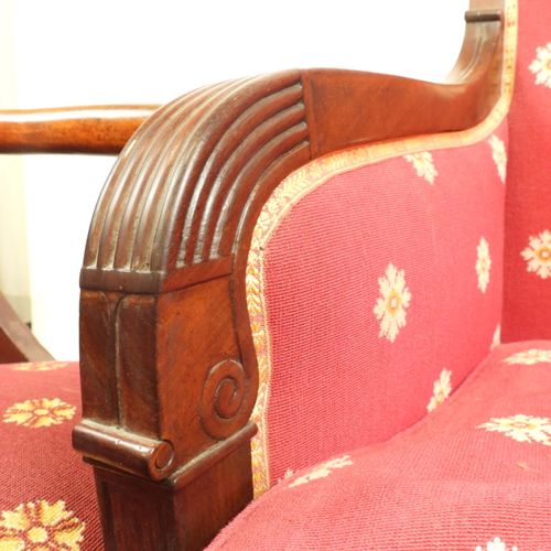 Null A molded and carved mahogany armchair and shepherd's chair, cambered legs a&hellip;