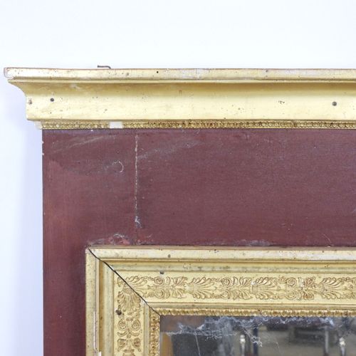 Null Espejo rectangular de madera tallada con palmetas doradas y pintada de rojo&hellip;