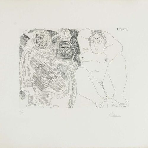 Pablo Picasso (1881-1973) Serie erotica, 1968 acquaforte, cm 35x30, ed. 36/50