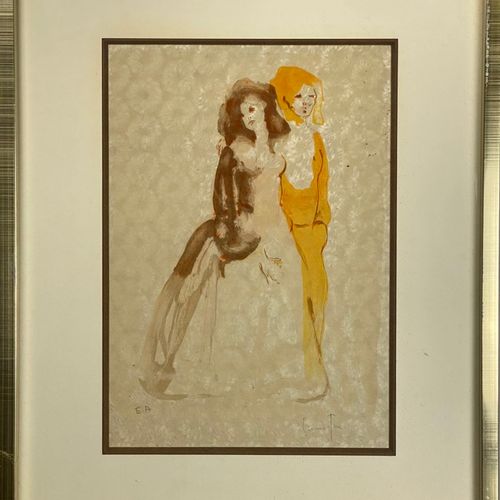 Null 
LEONOR FINI (d'après) Deux femmes EA sur papier japon. 37 x 26 cm