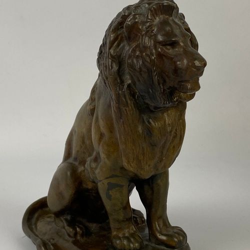 Null 
BARYE (d'après) Lion Bronze Porte une signature (rayures) H: 18cm