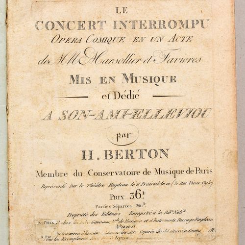 Null BERTON, Henri Le concert interrompu.巴黎，Frères Gaveaux 年代，大 4 开本：[4]-153 页（出&hellip;