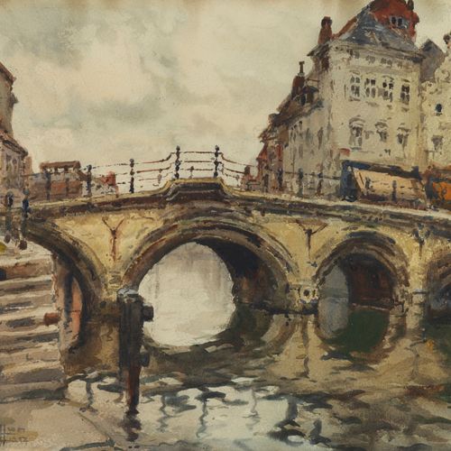 Eugène Villon Eugène VILLON (1879-1951) - Malines (Région Flamande) - Pont sur l&hellip;