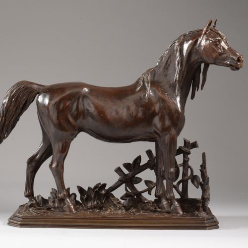 Christophe FRATIN Christophe FRATIN (1801-1864) - Cheval à la barrière - Bronze &hellip;