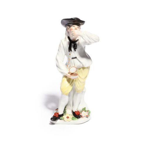 Null A Ludwigsburg figure of a snuff taker c.1765-70, standing and raising a pin&hellip;