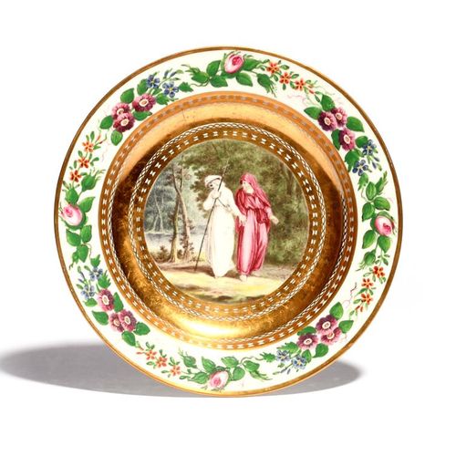 Null Un piatto in porcellana inglese dell'inizio del XIX secolo, il pozzo dipint&hellip;