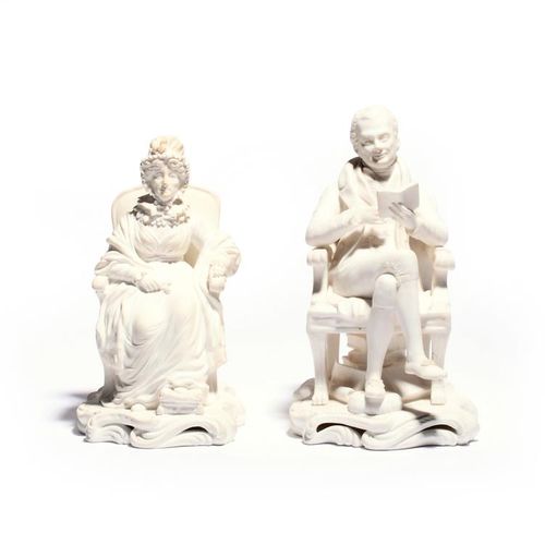 Null A biscuit porcelain figure of Hannah More and a Minton Parian figure of Wil&hellip;