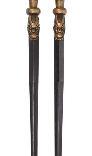Null A pair of Chinese maces or sword breakers (tau kien), tapering iron shafts &hellip;