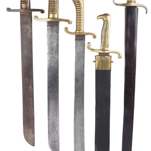 Null German States: five brass hilted infantry sidearms: Prussian model 1852, st&hellip;