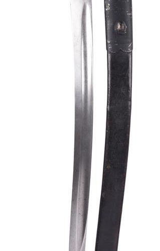 Null 一把稀缺的英国1863年样式的惠特沃斯刺刀，雅达汉式的刀身22.75英寸，钢制刀柄，皮制手柄，圆形榫槽，钢制的皮制刀鞘。