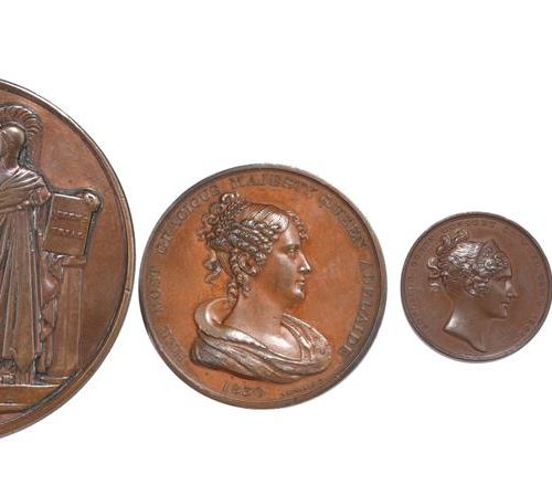 Null 四枚英国皇家纪念章。1820年卡洛琳女王的审判，AE，82毫米，左半身戴着围脖，反面。Britannia dismisses Discord (E 1&hellip;