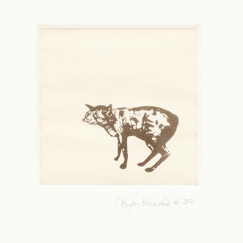 Null 
‡ Bryan Kneale MBE RA (né en 1930) Lithographie de chat sur lin, encadrée,&hellip;