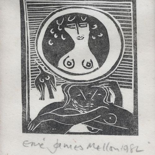 Null 
‡ Eric James Mellon (1925-2014) Lovers, 1982 wood block print on paper, fr&hellip;