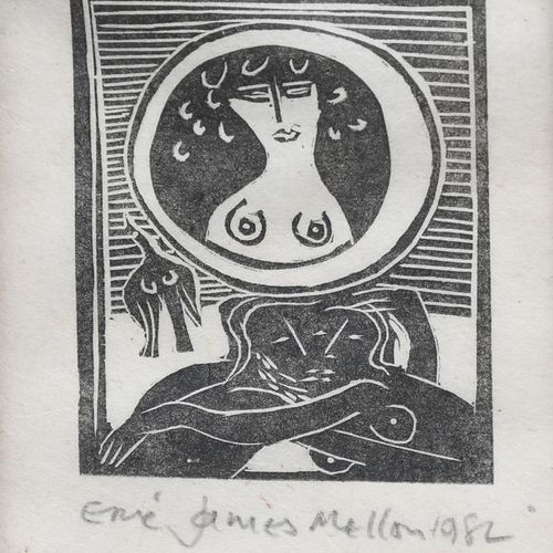 Null 
‡ Eric James Mellon (1925-2014) Lovers, 1982 纸上木版画，有框，铅笔签名和日期 7 x 6cm (图片)