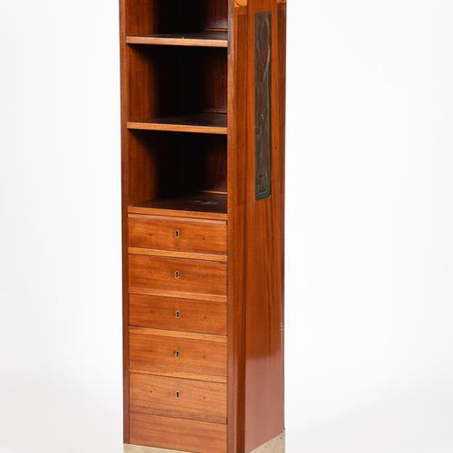 Null An Austrian Secessionist mahogany side cabinet, three open shelves above a &hellip;