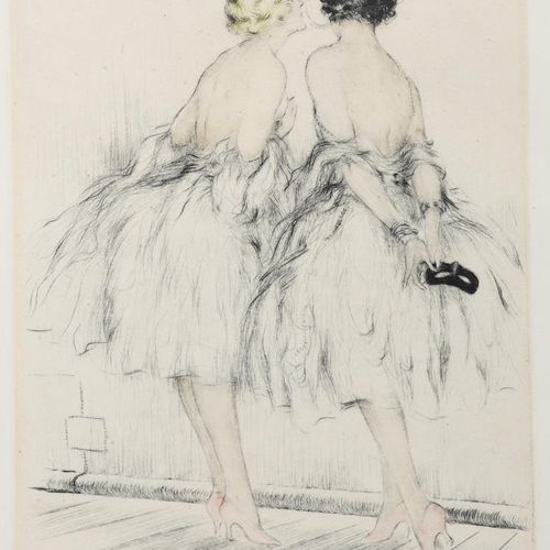 Null Louis Icart (1888-1950) The Curtain (check) etching and aquatint on paper, &hellip;