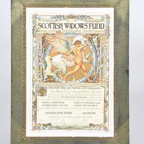Null Walter Crane (1845-1915) Lithographie en couleurs du Scottish Widow's Fund,&hellip;