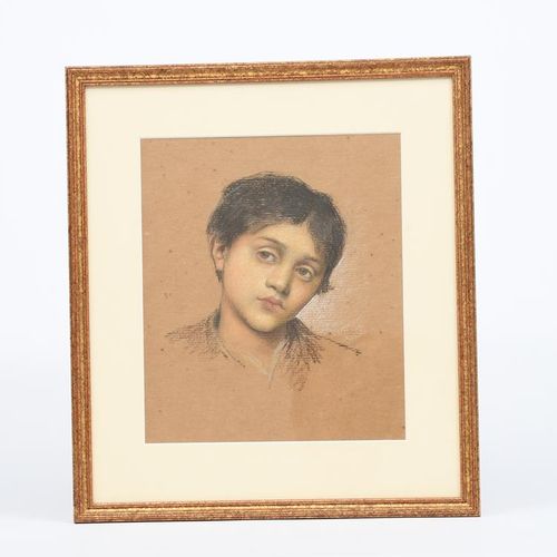 Null Evelyn De Morgan (1855-1919) Étude d'un garçon pastel sur papier, encadré n&hellip;