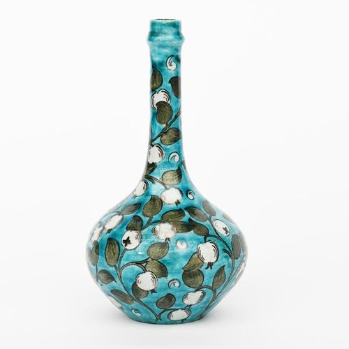 Null A William De Morgan Persian bottle vase, ovoid with tall solifleur neck, pa&hellip;