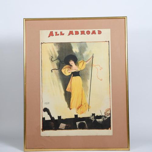 Null Anon All Abroad lithograph in colours, printed by David Allen & Sons, frame&hellip;