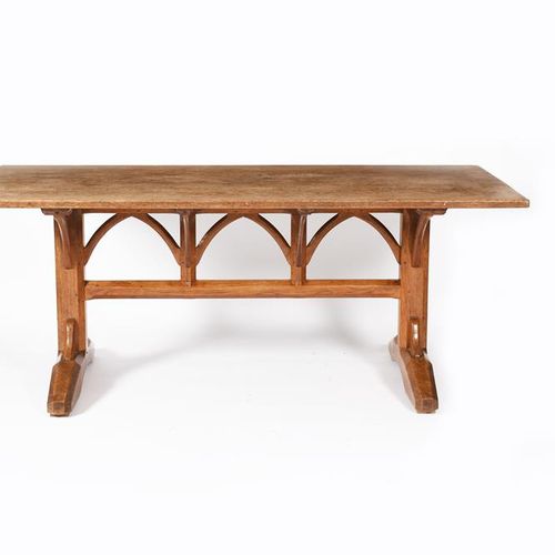 Null A good Gordon Russell oak Wishbone table, rectangular top over three wishbo&hellip;