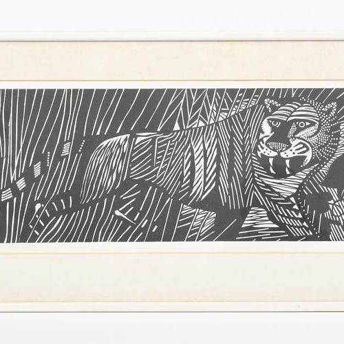Null 
‡ Edward Bawden RA (1903-1989) The Tyger linocut on paper, framed signed a&hellip;