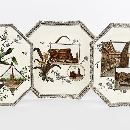 Null The World", un ensemble de vingt assiettes Wallis Gimson & Co, octogonales,&hellip;