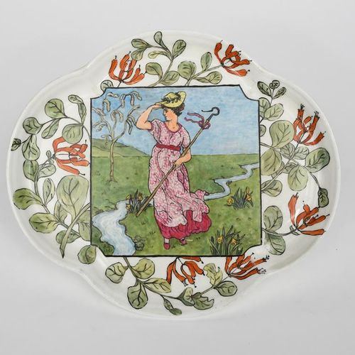 Null Bo Peep' a quattro-lobed dish after a tile design by Walter Crane, printed &hellip;