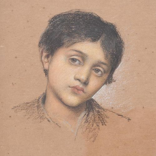 Null 伊芙琳-德-摩根（1855-1919） 纸上粉彩画的男孩研究，有框无署名 23.5 x 20cm。 目录说明 这是伊夫林-德-摩根为巨幅画作《我们的和&hellip;