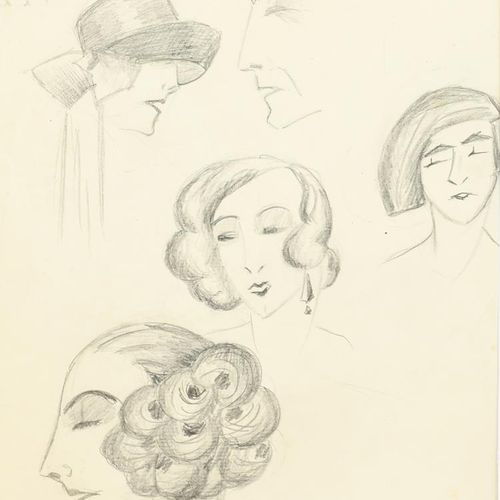 Null 
‡ Dorte Clara Dodo Burgner (1907-1998) Portraits of Women 纸上铅笔，装裱后无签名 25.5&hellip;