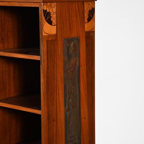 Null An Austrian Secessionist mahogany side cabinet, three open shelves above a &hellip;