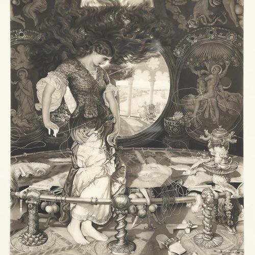 Null William Holman Hunt OM (1827-1910) Lady of Shalott, an engraving published &hellip;