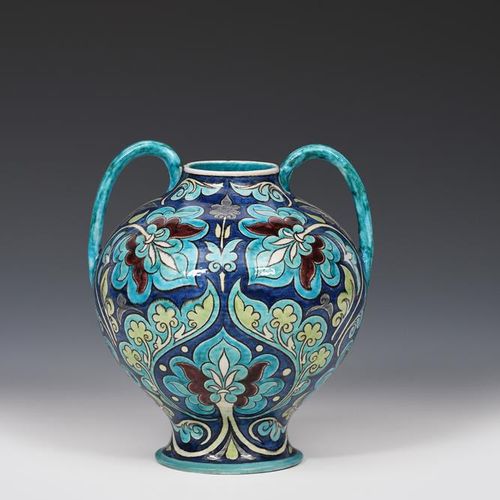 Null Eine gute William De Morgan Pottery Persian Vase mit zwei Henkeln, geschwol&hellip;