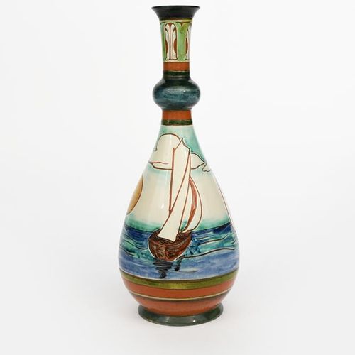 Null Flaschenvase der Della Robbia Pottery von Cassandia Annie Walker, birnenför&hellip;