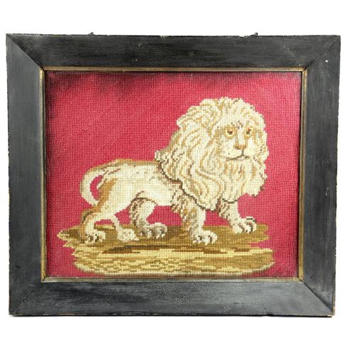 Null UNE IMAGE EN LAINE DE LION DE L'ANCIENNE VICTORIENNE C.1840-50 représenté d&hellip;