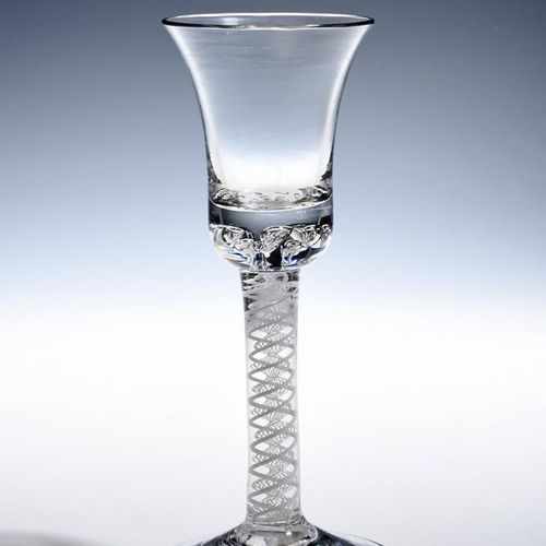 Null A composite stem wine glass c.1760, the bell bowl with a solid base enclosi&hellip;