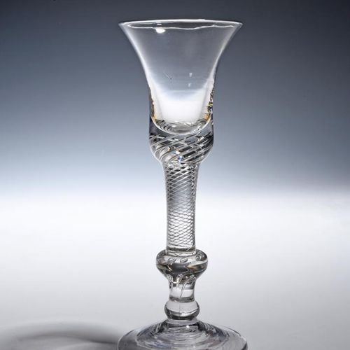 Null A composite stem wine glass c.1750, the bell bowl with a solid base includi&hellip;