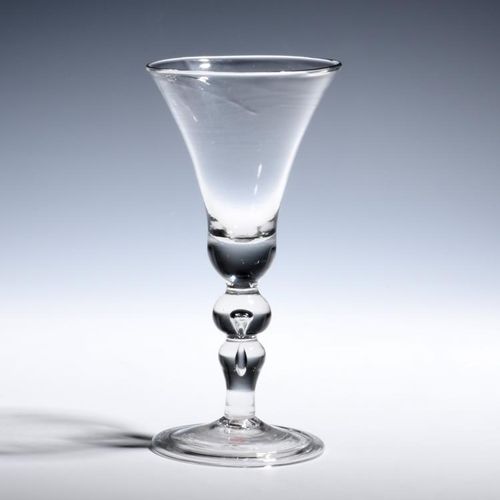 Null A baluster wine glass c.1725, with a generous bell bowl raised on a stem in&hellip;