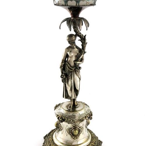 Null A Victorian electroplated epergne, the central column modelled as a maiden &hellip;