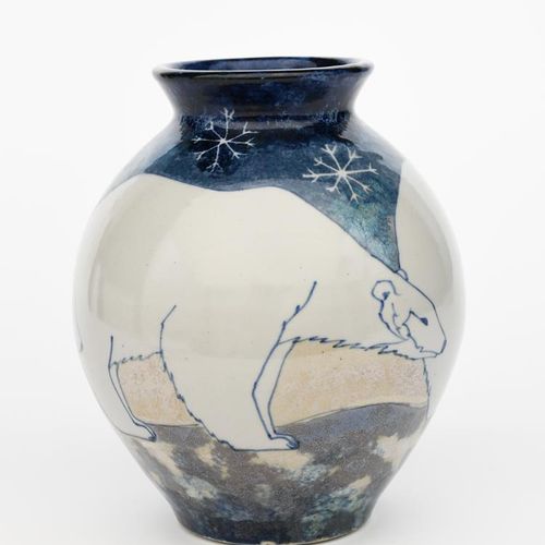 Null Polar Bear", vase en grès des Highlands conçu par Sally Tuffin, ovoïde avec&hellip;