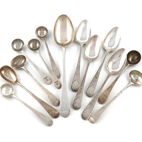 Null A collection of George III silver spoons by the Bateman family, comprising:&hellip;