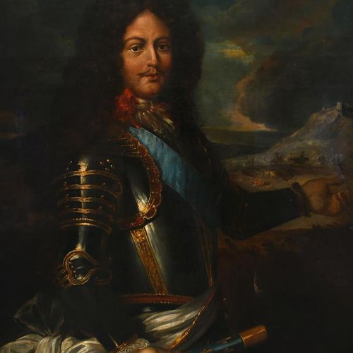 Null Hyacinthe Rigaud的追随者 维勒鲁瓦公爵François de Neufville（1644-1730）的肖像，四分之三的身高，身穿盔甲&hellip;