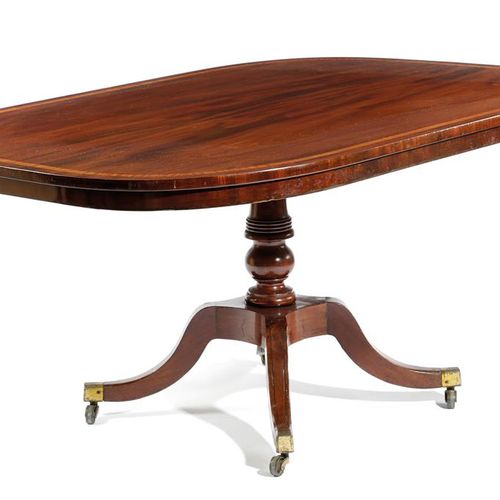 Null A GEORGE IV MAHOGANY BREAKFAST TABLE C.1825 the tilt-top with satinwood ban&hellip;