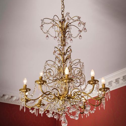 Null A GILT BRONZE, GLASS AND ROCK CRYSTAL CHANDELIER BY FARADAY & SONS, LATE 19&hellip;