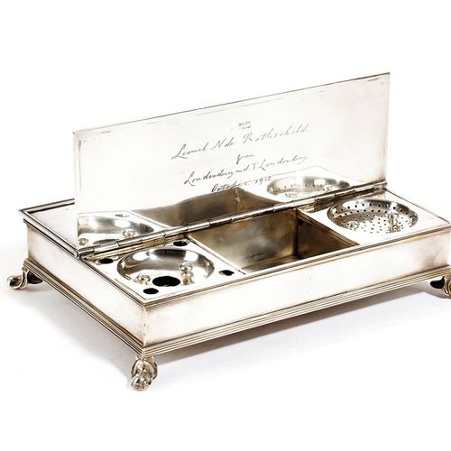 Null GEORGE V PRESENTATION SILVER TREASURY INKSTAND BY H. LAMBERT, LONDON, 1912,&hellip;