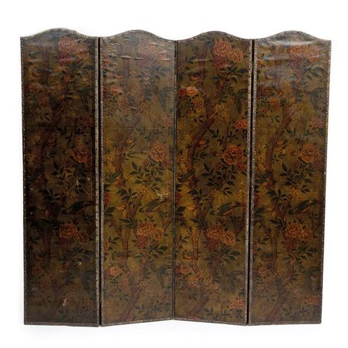 Null A FOUR-FOLD SCREEN LATE 19TH / EARLY 20TH CENTURY double-sided and with arc&hellip;
