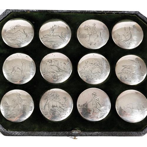 Null A RARE MATCHED SET OF TWELVE GEORGE III PROVINCIAL SILVER HUNTING BUTTONS C&hellip;