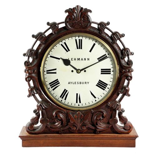 Null A VICTORIAN OAK WALL CLOCK BY FREDERICK LEHMANN OF AYLESBURY, C.1870-80 the&hellip;