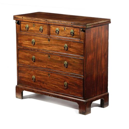 Null A GEORGE II MAHOGANY BACHELOR'S CHEST C.1750 the hinged fold-over top above&hellip;